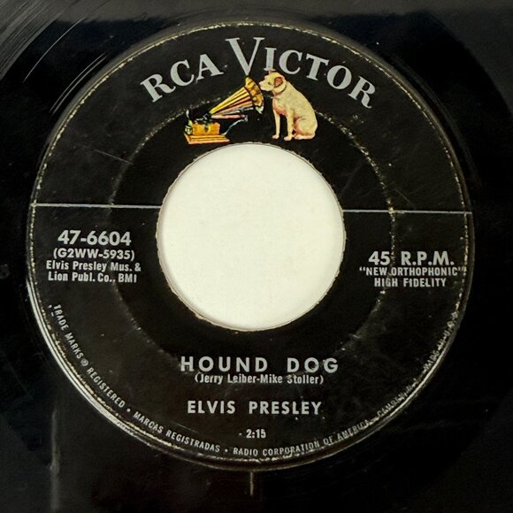 Vintage Elvis Presley 45 RPM Lot Hound Dog & Too Much RCA Victor Singles 1950s R - Picture 3 of 6